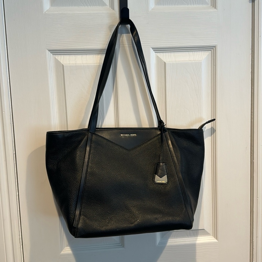MICHAEL KORS Whitney Large Leather Tote Bag - BLACK (Gold Hardware)